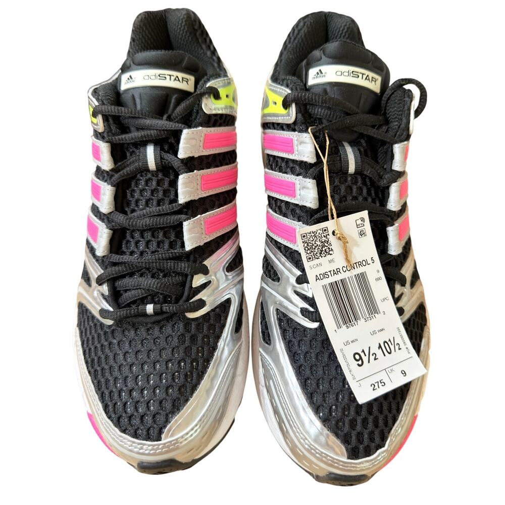 Adidas Adistar Control 5 Men 9.5 Women 10.5 Black Pink Silver Y2K Sneakers NWT